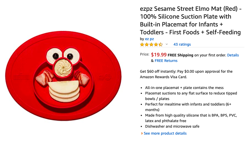 Sesame Street design - EZPZ Kids Food Placemat